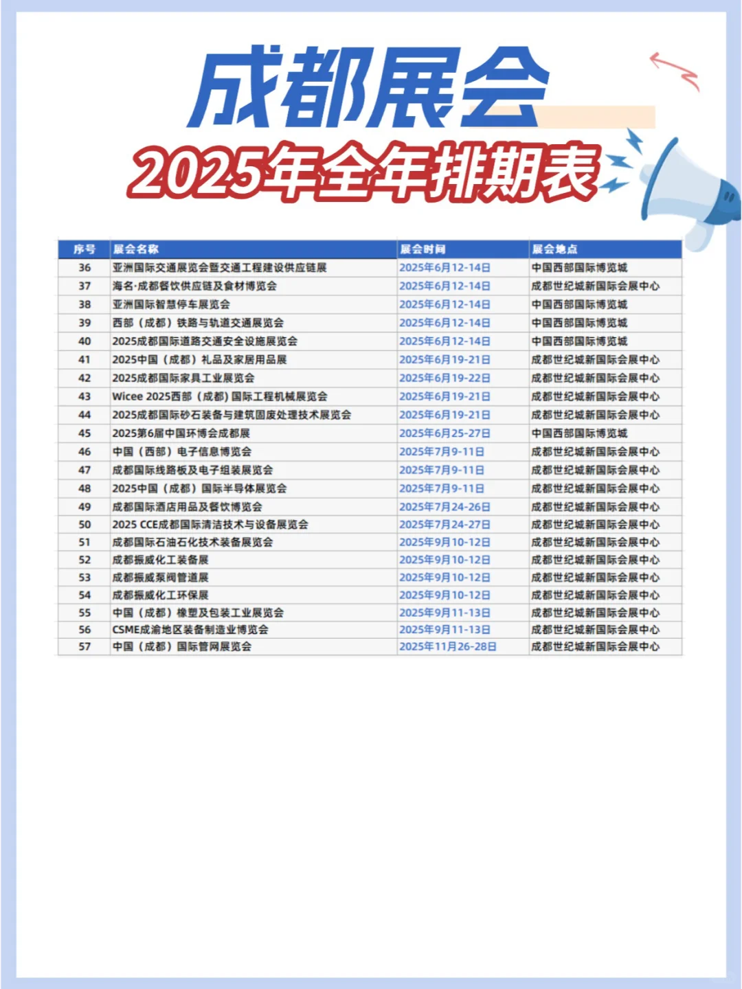 2025年成都展会排期表+地点+门票