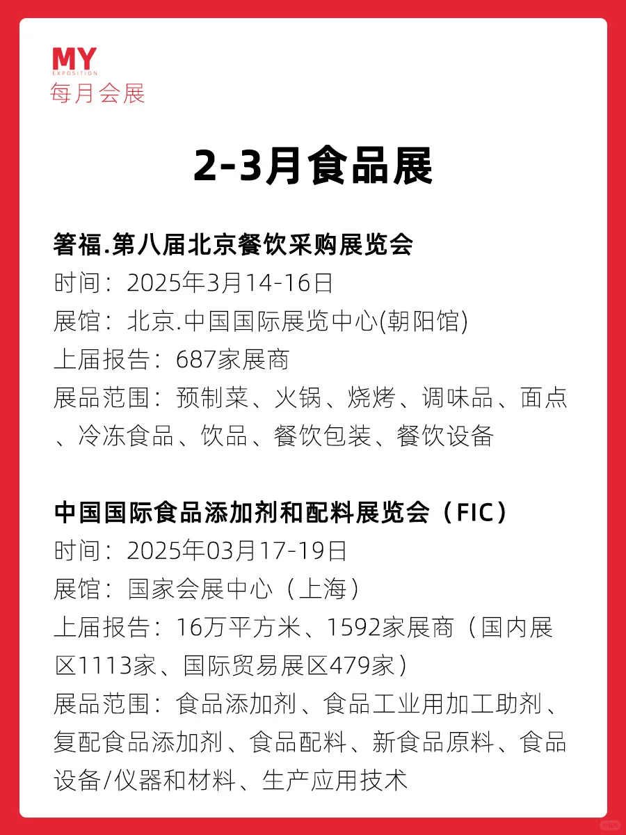 展会预告｜2025年2-3月全国食品展推荐