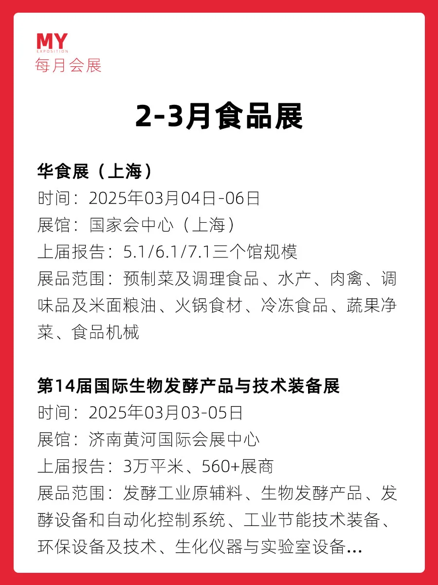 展会预告｜2025年2-3月全国食品展推荐