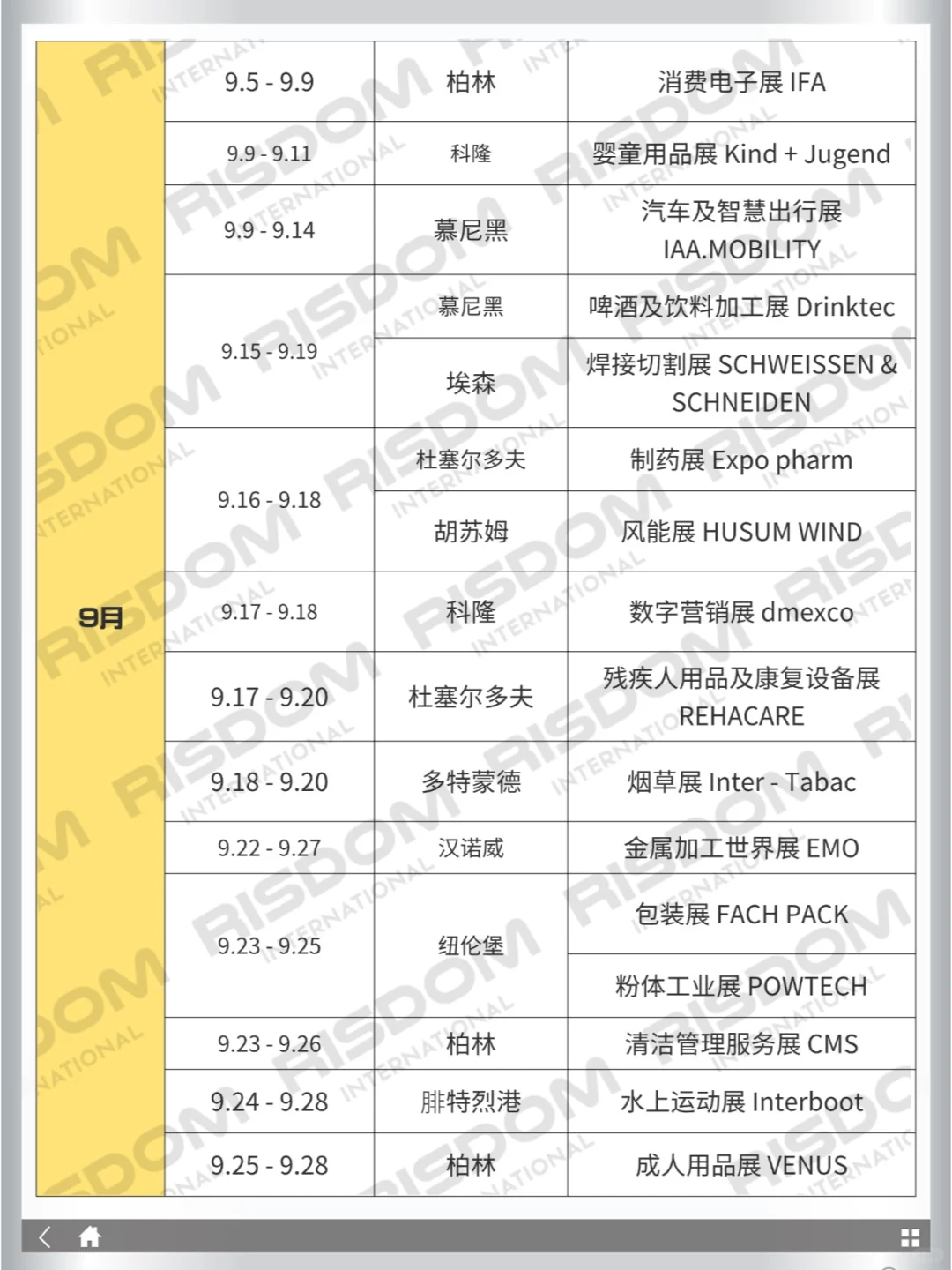 德国2025展会日历新鲜出炉，附城市、日期