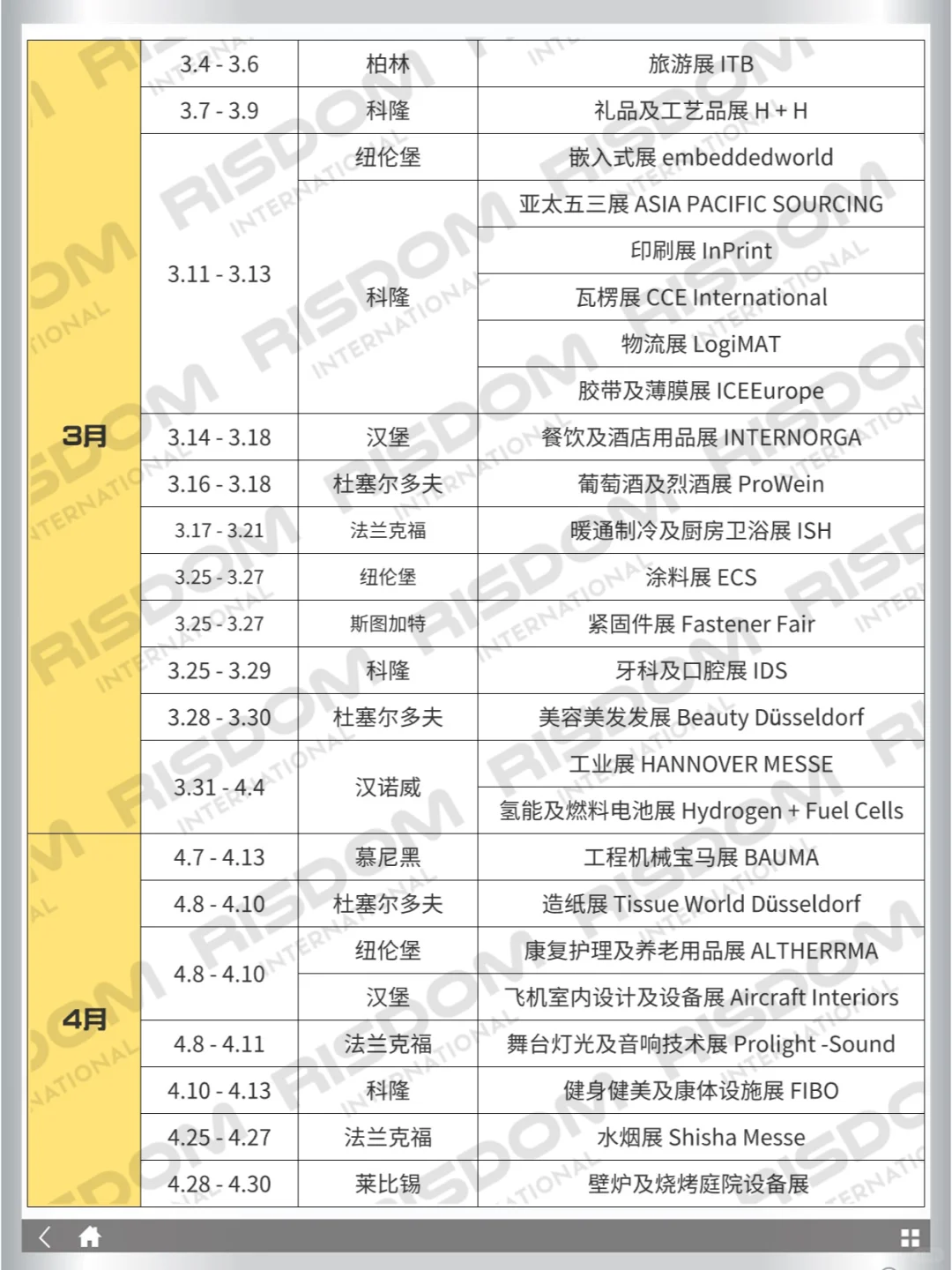 德国2025展会日历新鲜出炉，附城市、日期