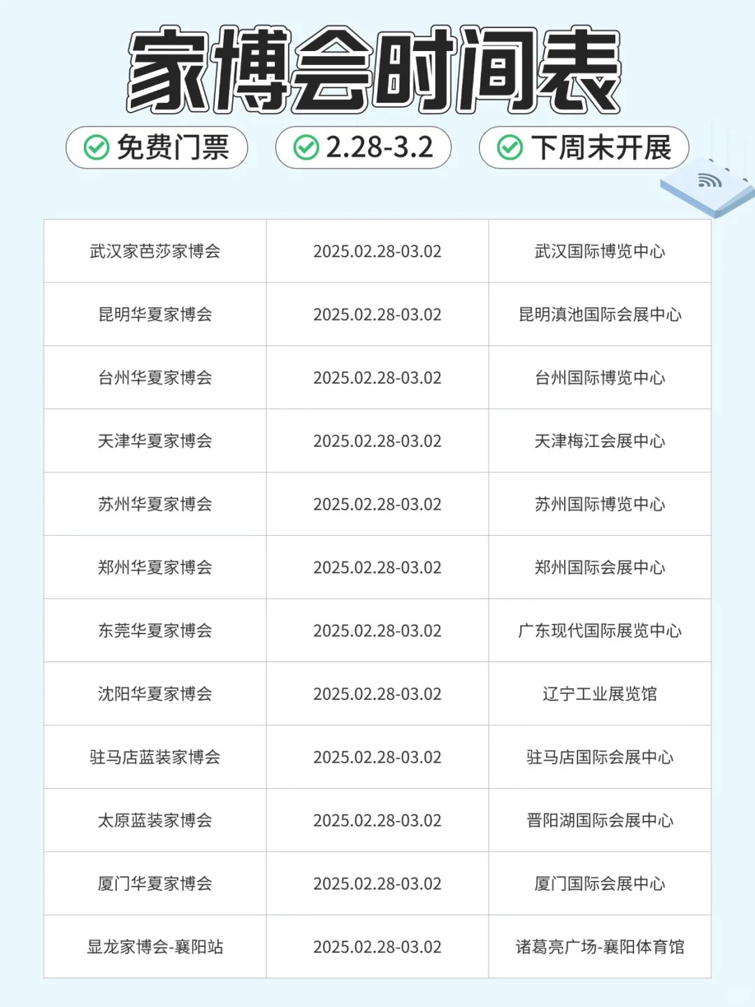 2月28日-3月2日，家博会时间表+门票入口