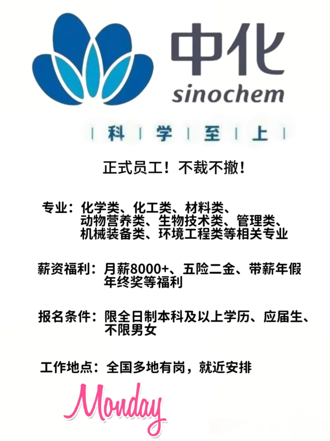 中化集团招聘！