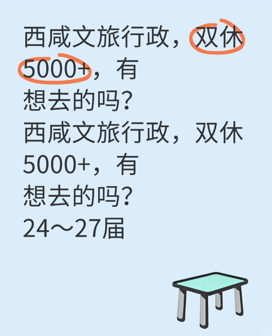 西咸文旅行政,双休 5000+,有想去的吗?西