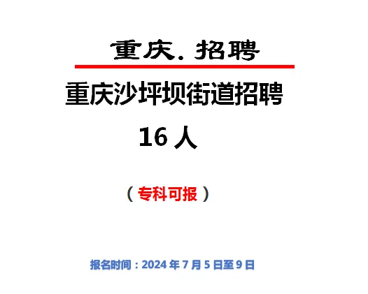 重庆沙坪坝街道招聘16人?