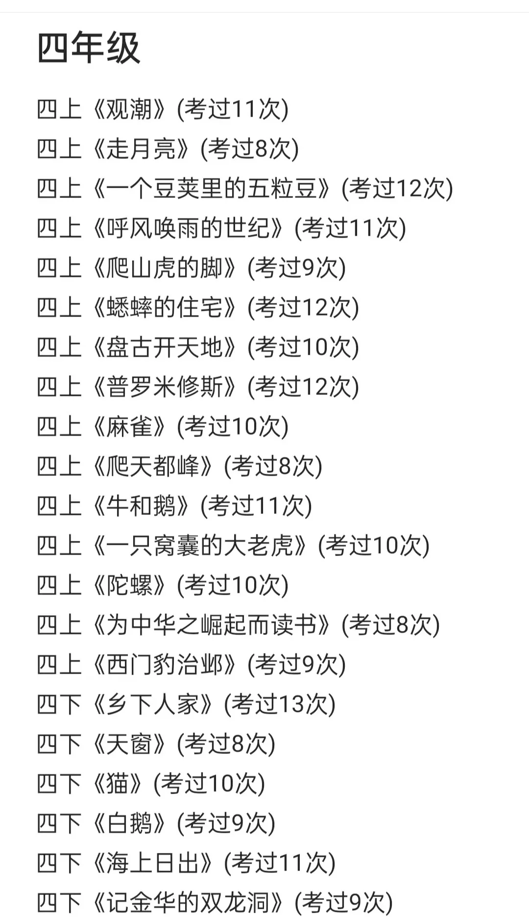 语文招聘面试常考课文