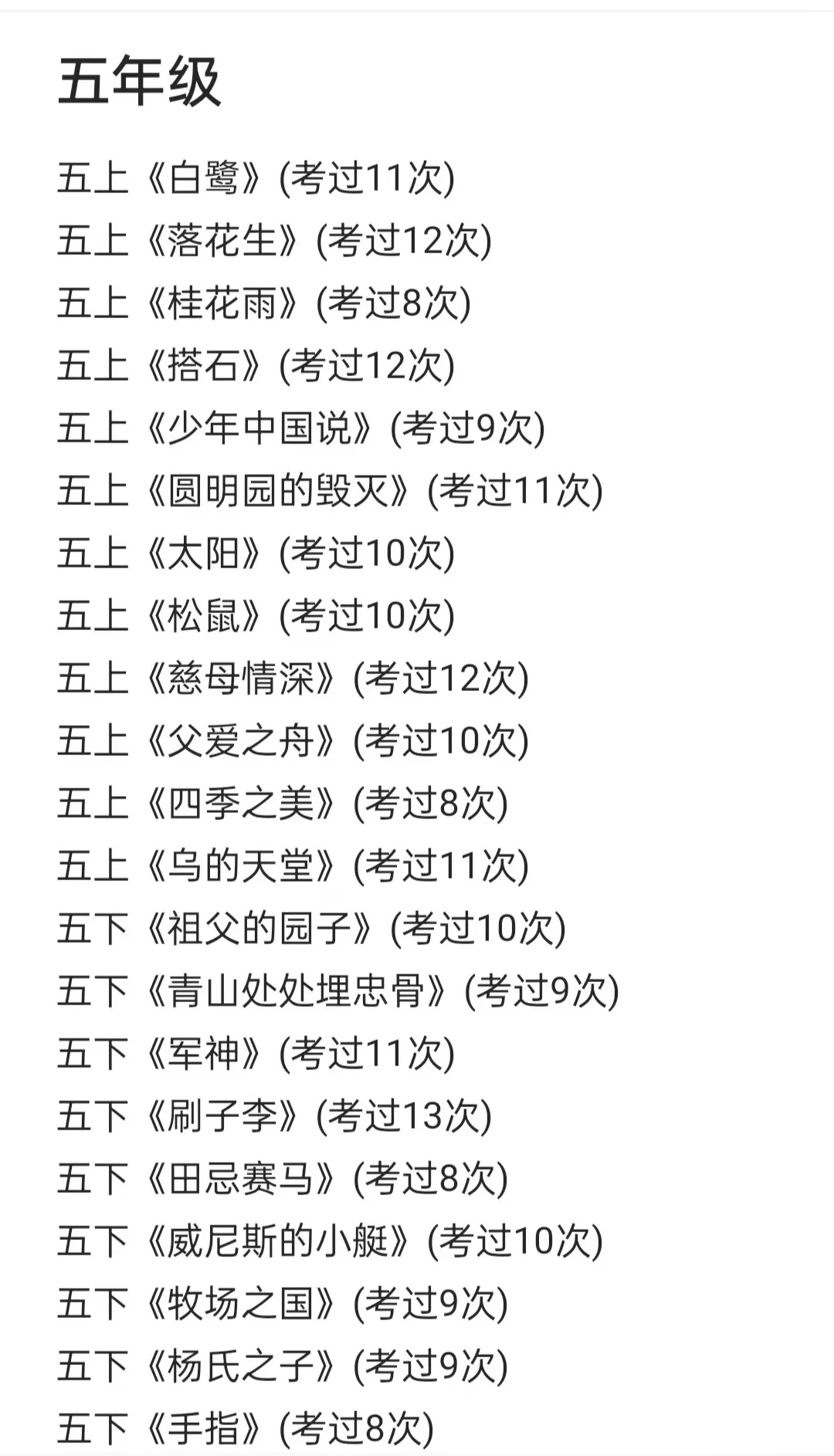 语文招聘面试常考课文