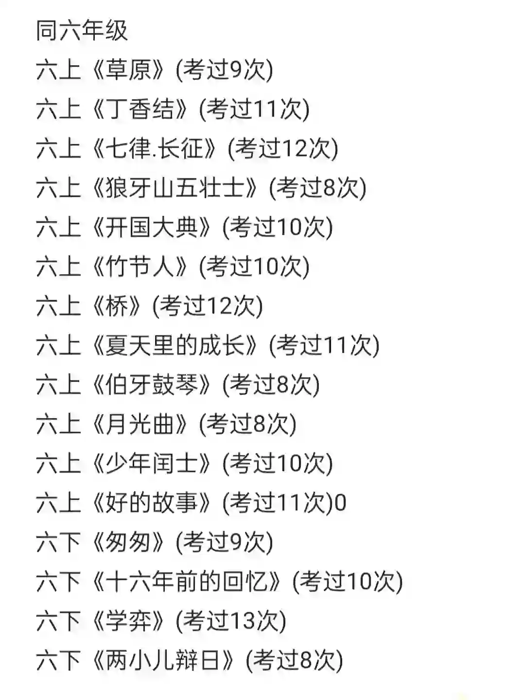 语文招聘面试常考课文