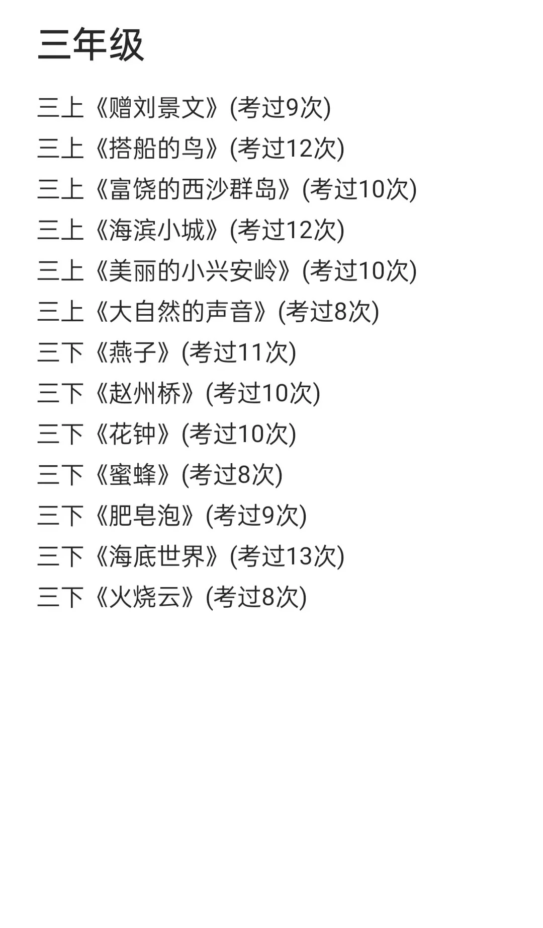 语文招聘面试常考课文