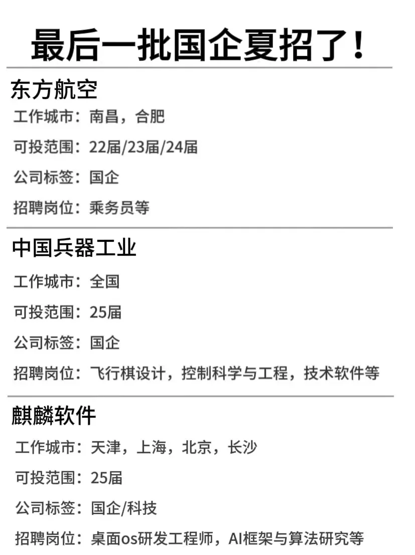 ?大学生必冲的国企夏招来咯‼️
