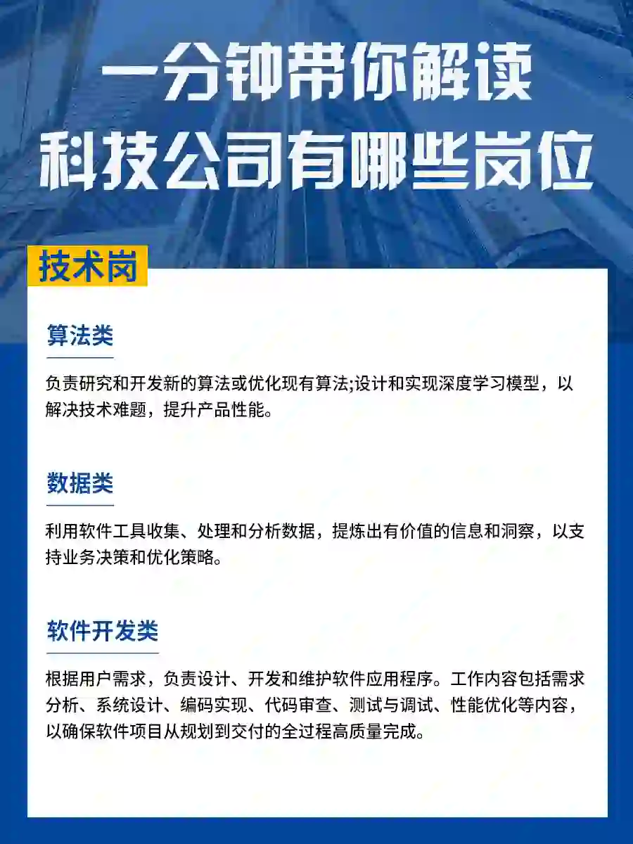 ?带你了解科技公司有哪些岗位