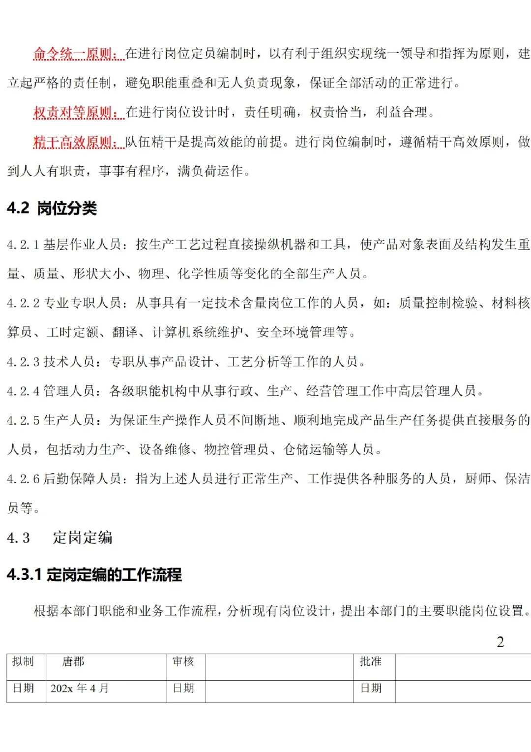 公司岗位编制表格及方案??