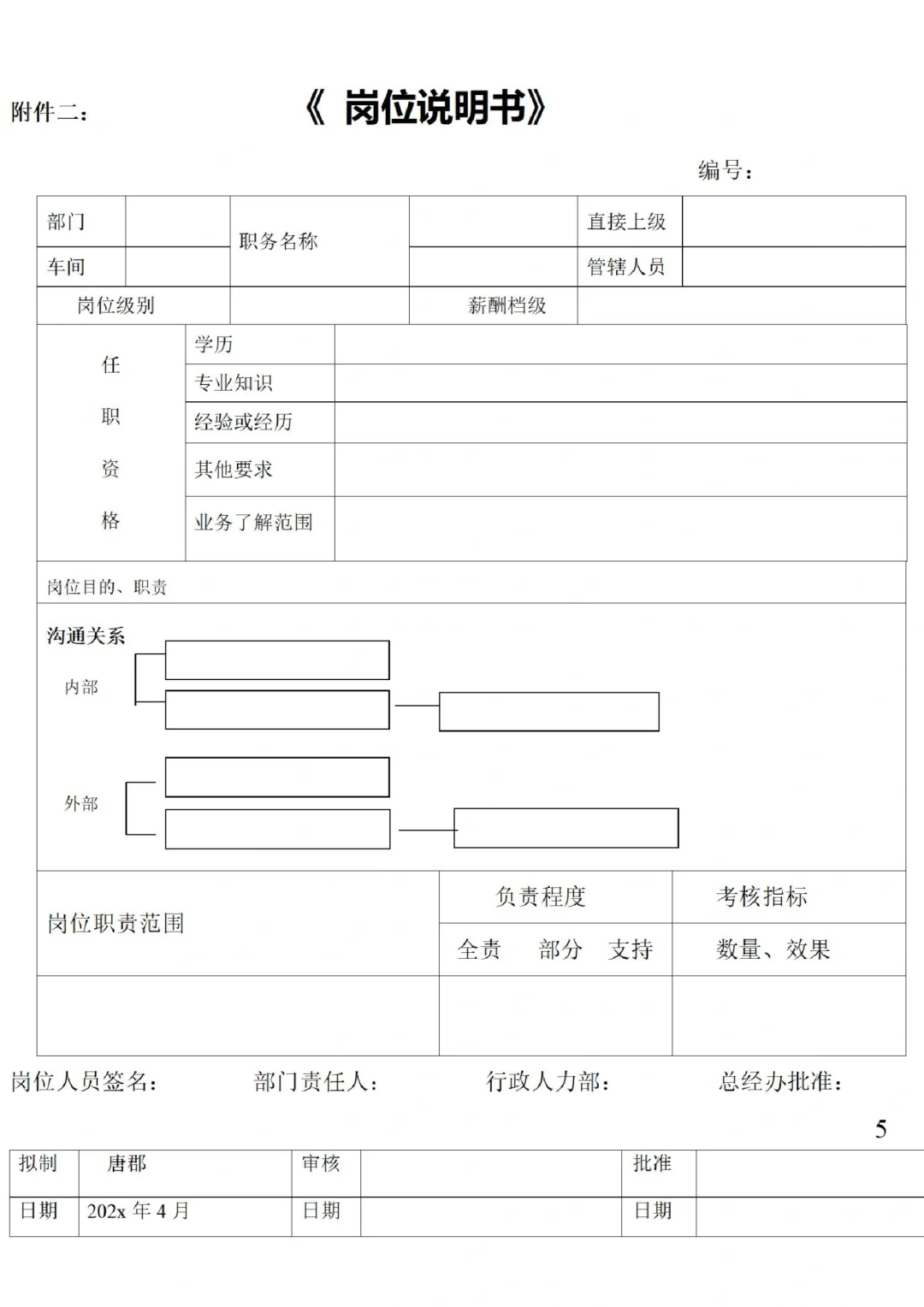 公司岗位编制表格及方案??
