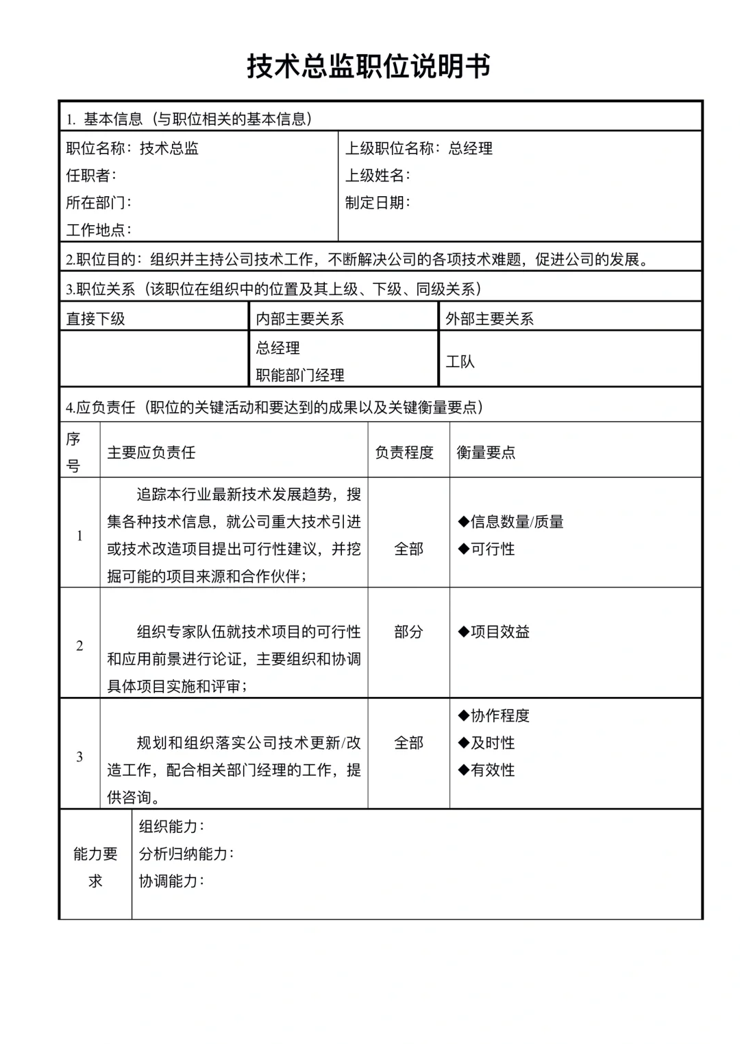 公司部门职能说明