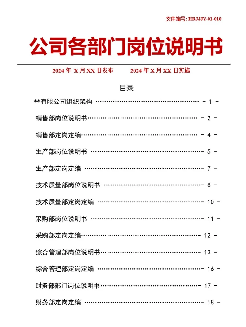 公司各部门岗位说明书，简直太详细了?️