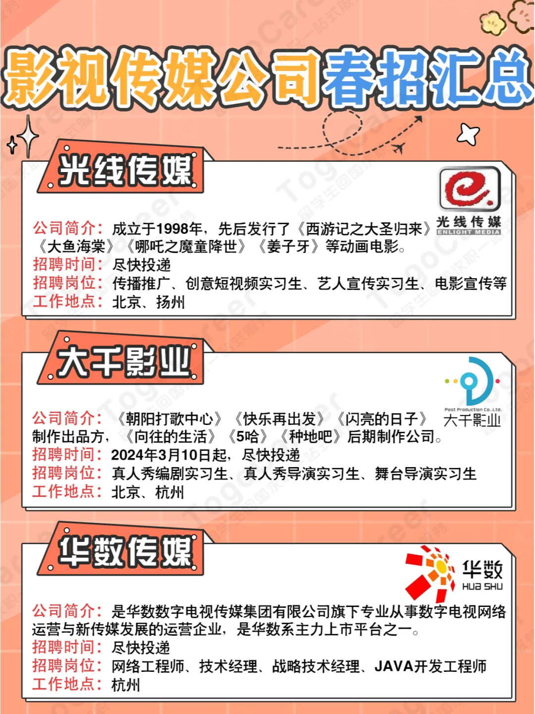 2024春招｜影视传媒公司岗位汇总?