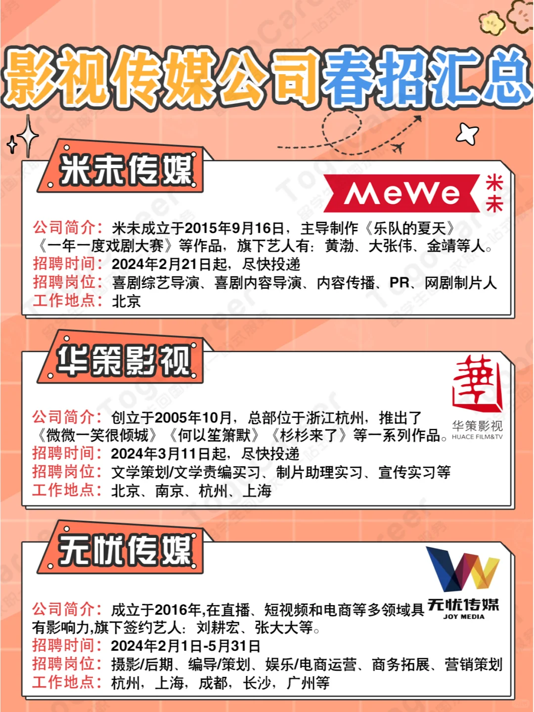 2024春招｜影视传媒公司岗位汇总?