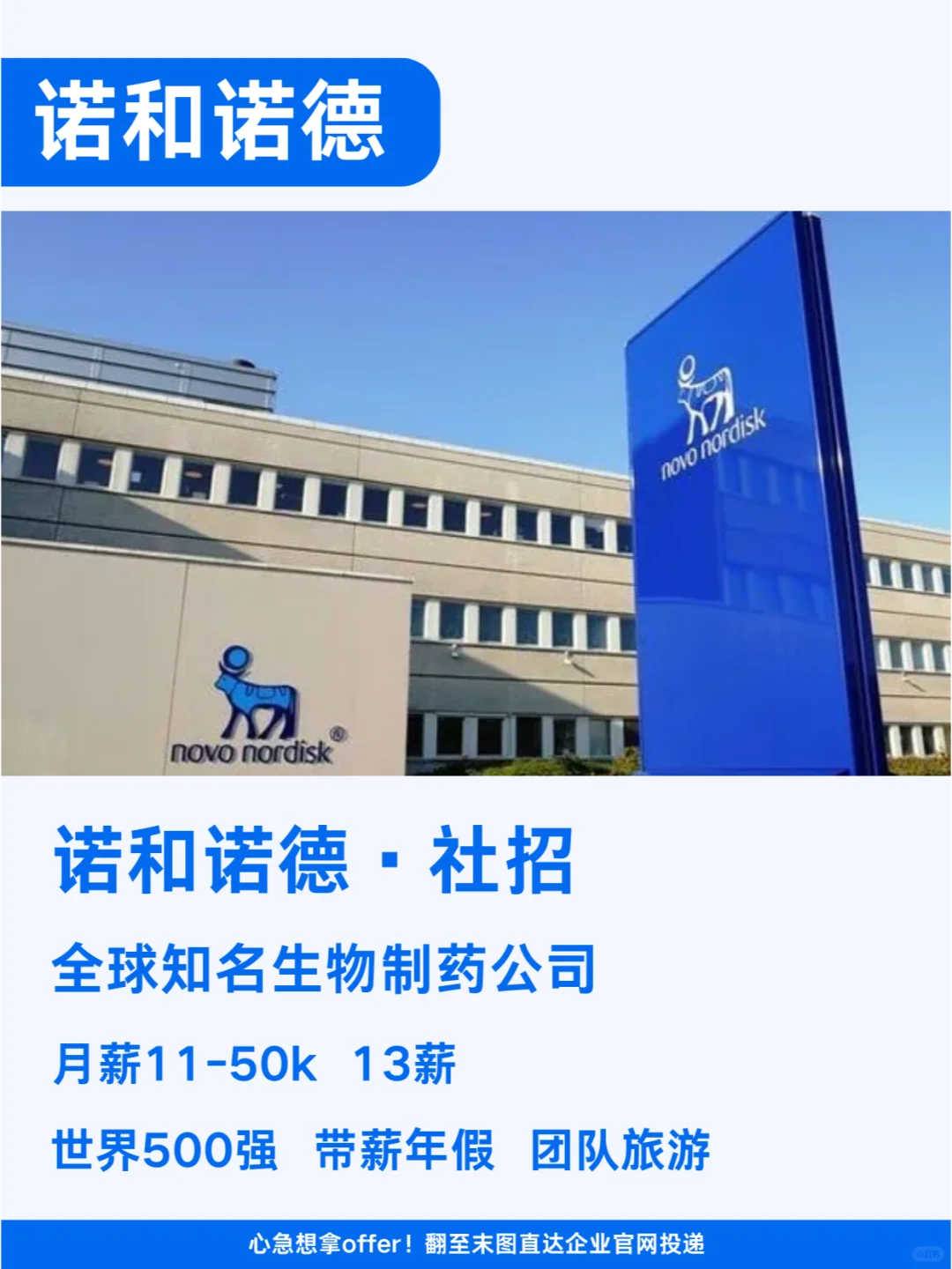诺和诺德社会招聘!全球知名生物制药公司!