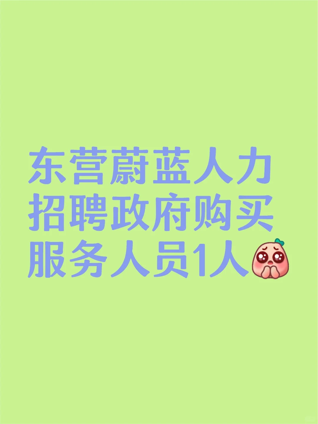 东营蔚蓝人力招聘政府购买服务人员1人
