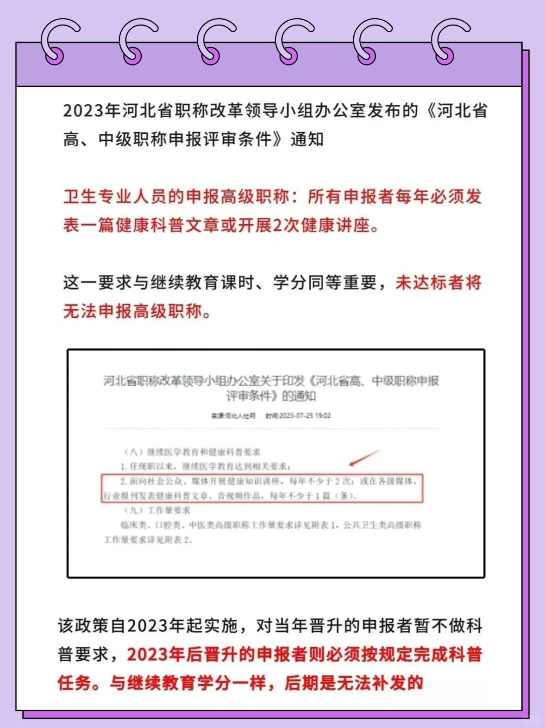 河北省晋升政策要求每年一篇科普!
