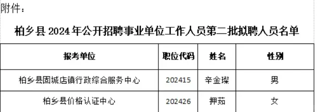 柏乡县2024年公开招聘事业单位工作人员第二