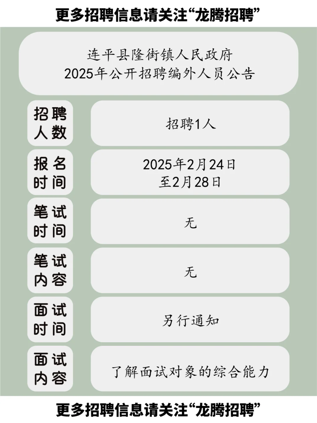 2025年连平县隆街镇人民政府编外人员