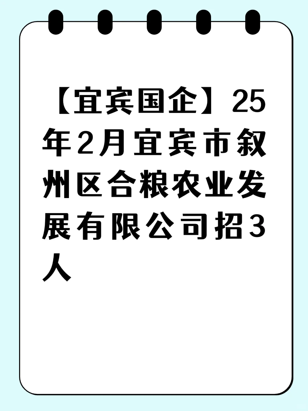 25.2宜宾叙州区合粮农业发展有限公司招3人