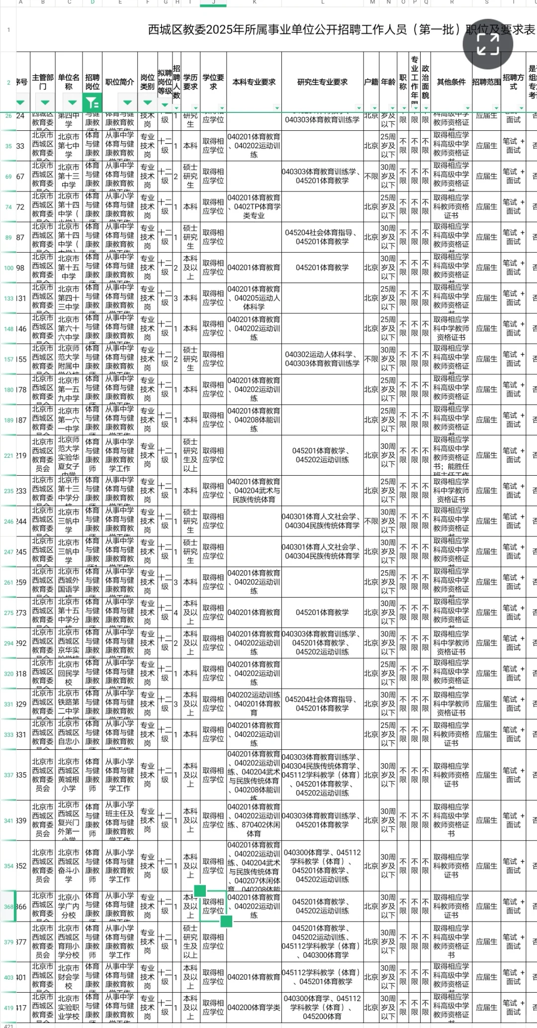 西城区招聘体育教师编45人