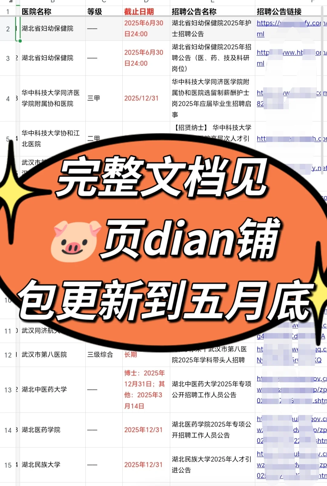 武汉正在进行招聘的50家医院