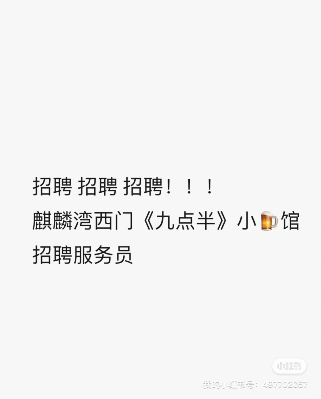 酒馆招聘服务员 老板一个人真的顶不住啦！！