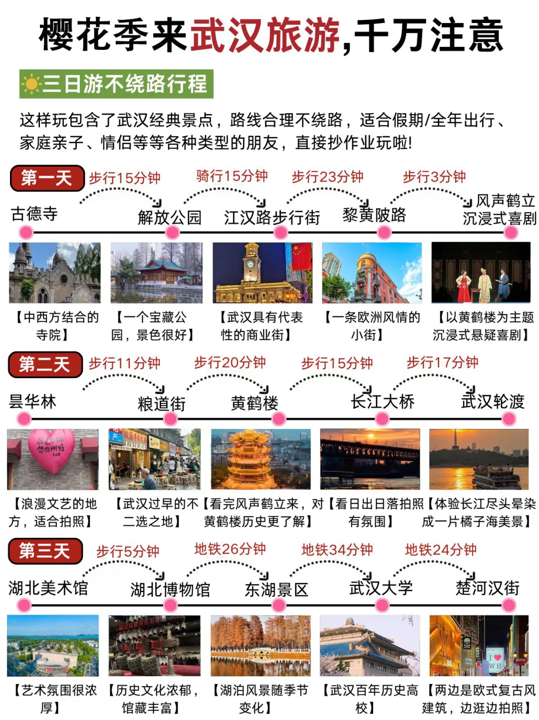 武汉旅游‼三日游不绕路?抄作业啦