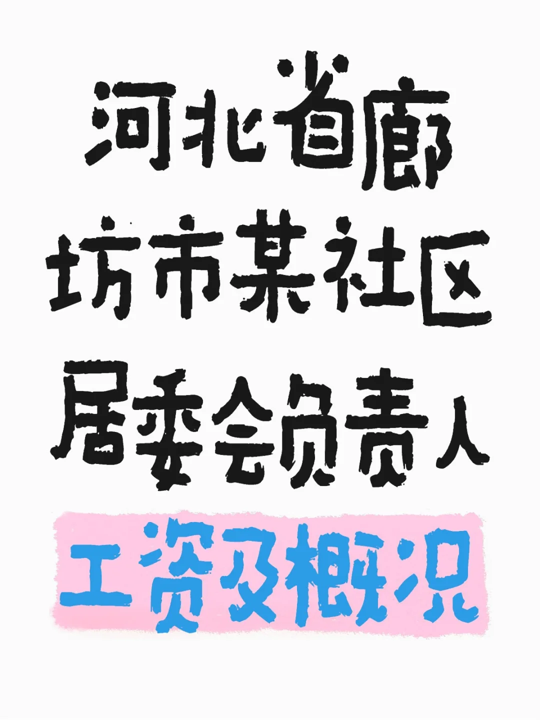 河北省廊坊市某社区居委会负责人工资及概况