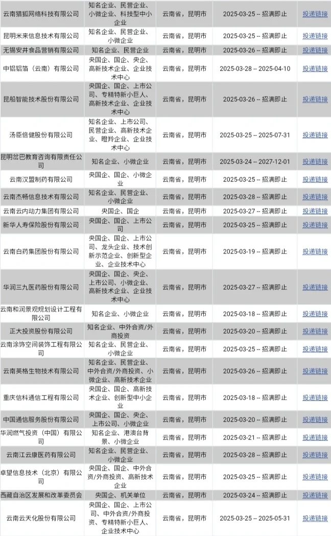 昆明春招?疯狂捞人，抓紧投哦✨