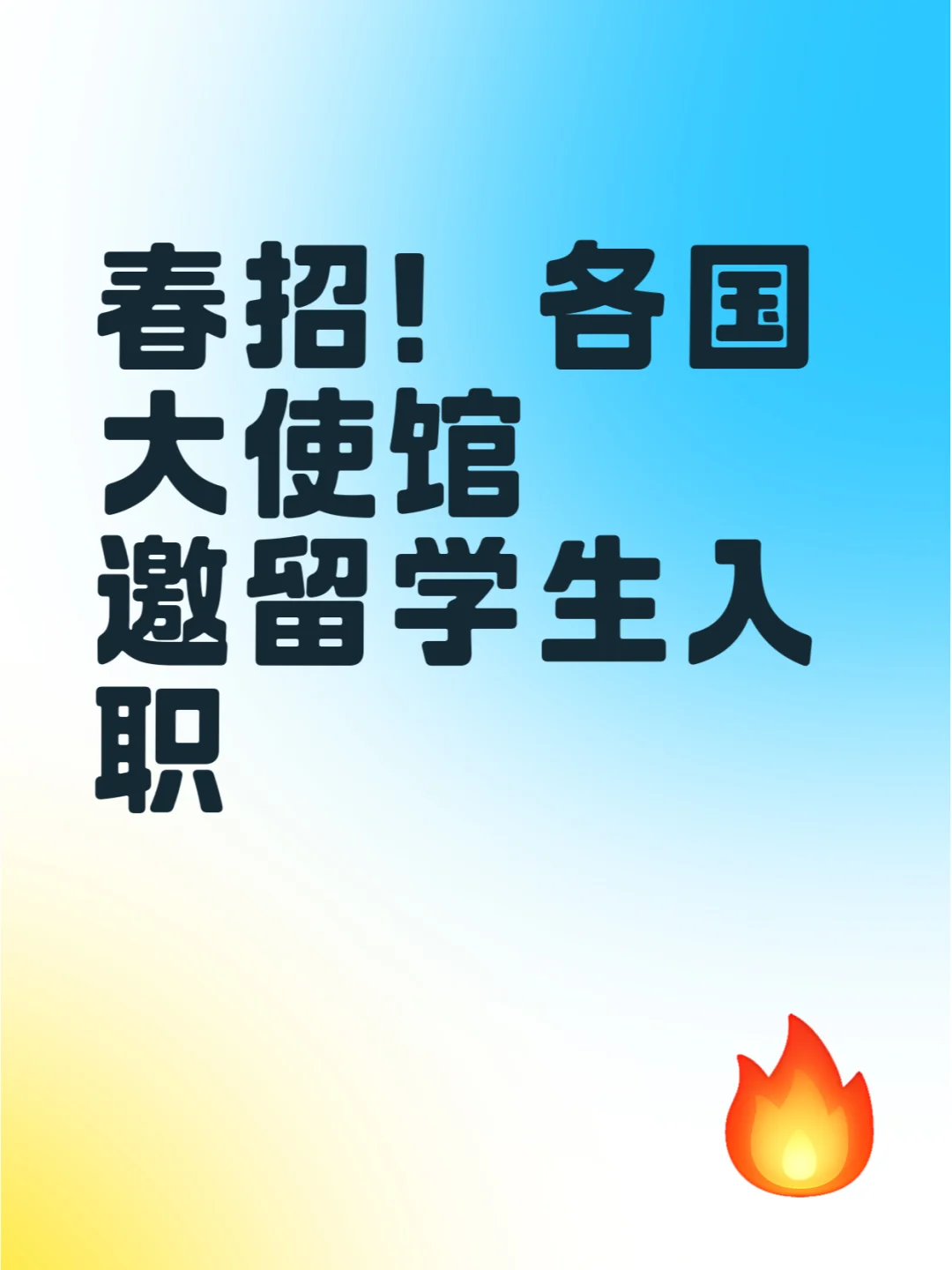 春招！各国大使馆邀留学生入职