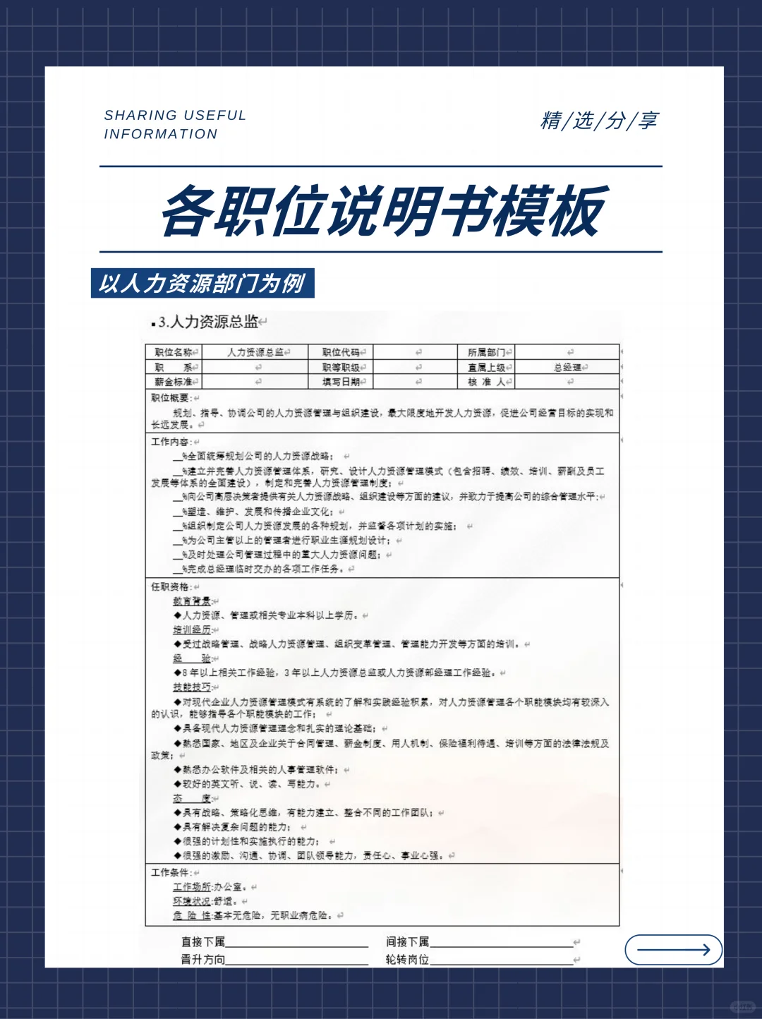超全职位说明书模板！