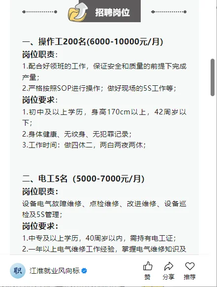 转：中天钢铁集团淮安公司招聘公告
