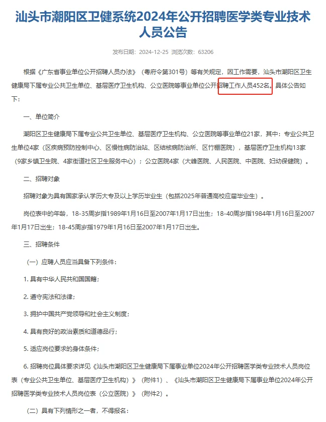 汕头市潮阳区卫健系统招聘资料来咯！