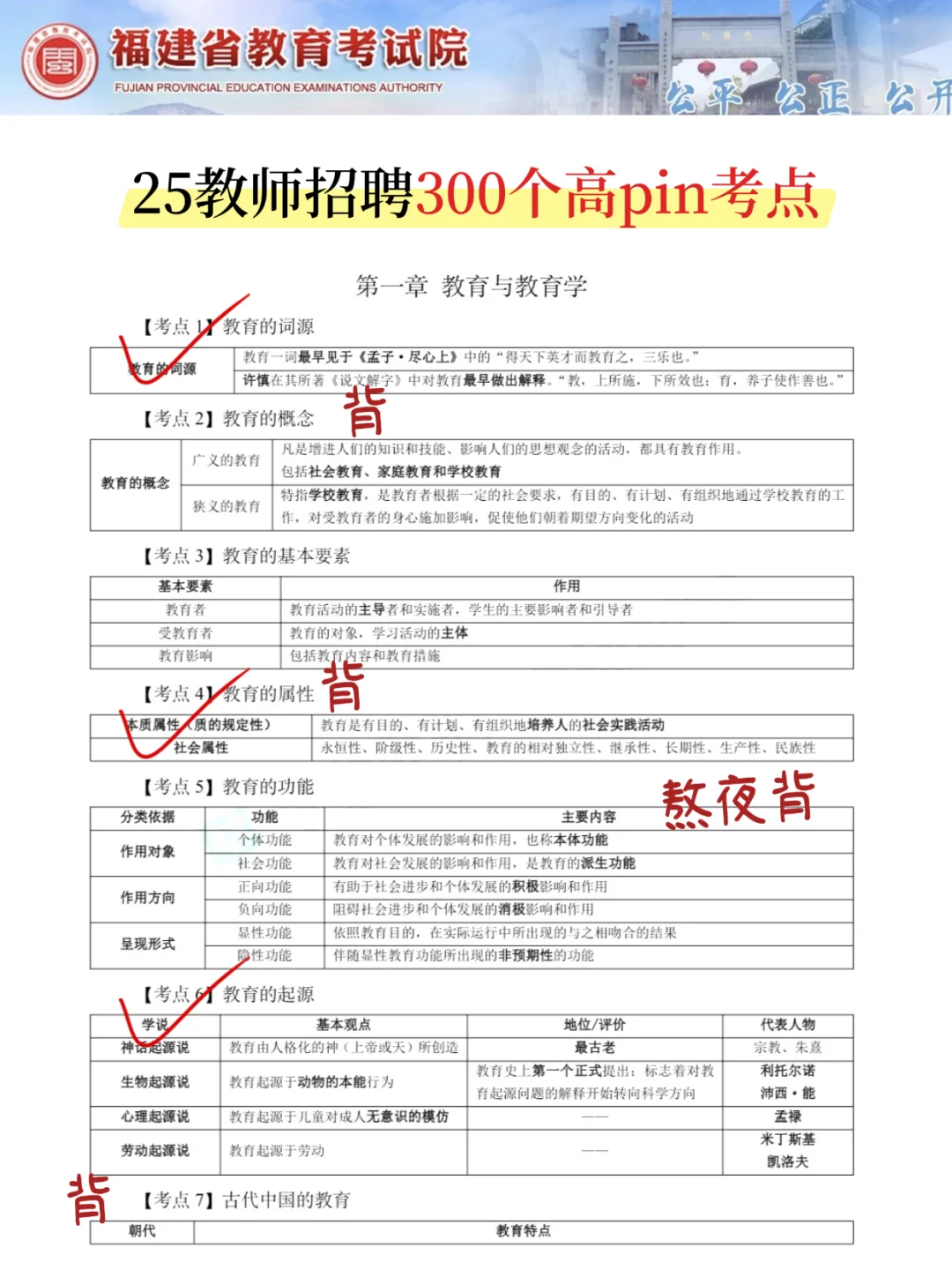 提醒一下周六去考福建教招的人（差生版）
