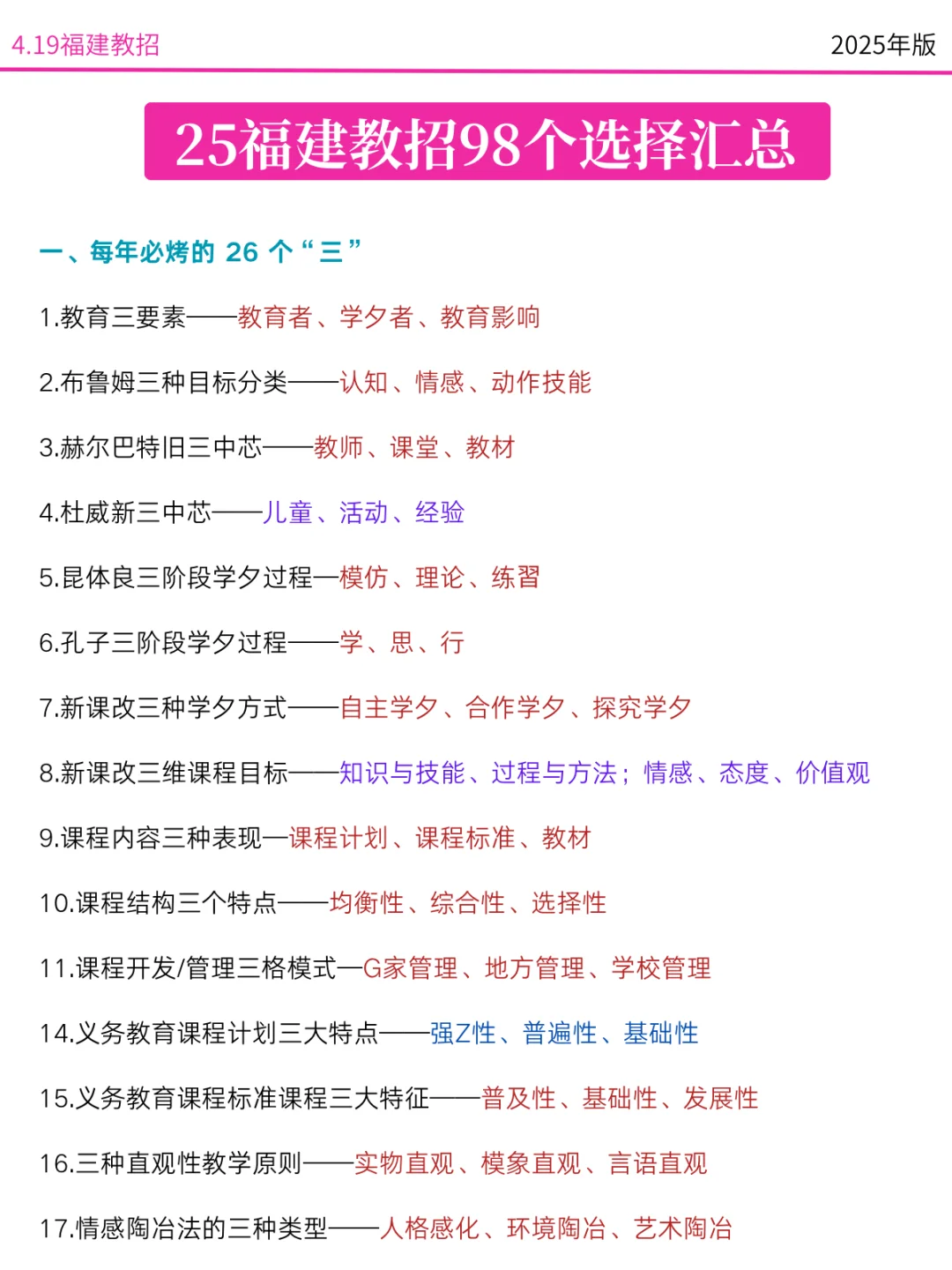 最后提醒一下，下周六去考福建教招的人