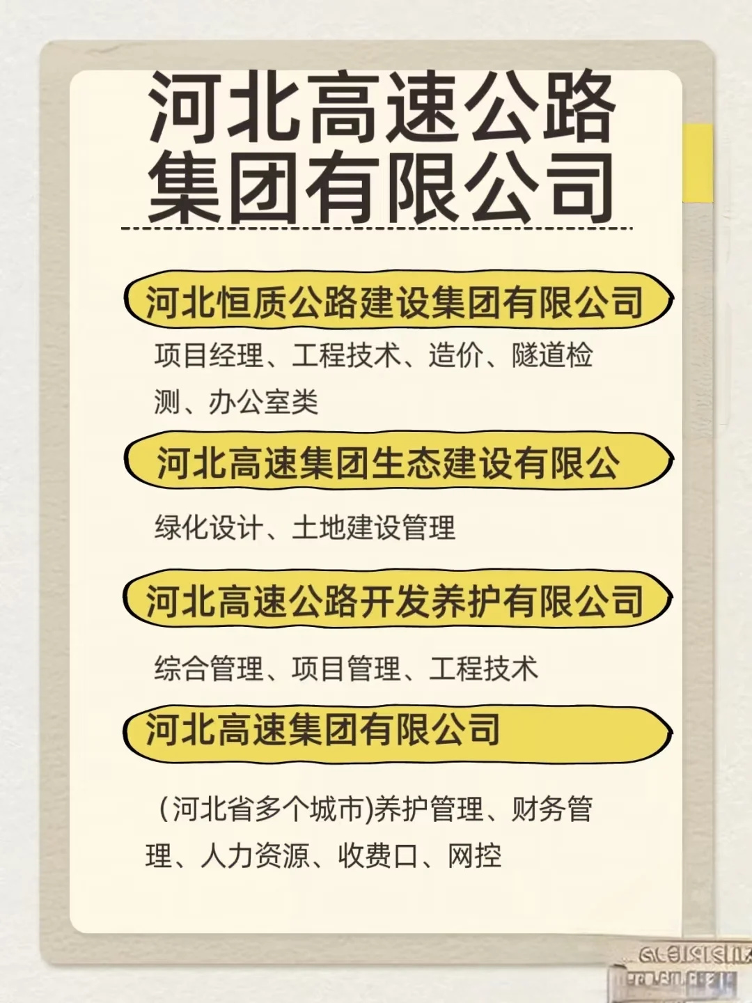 河北高速公路集团有限公司岗位一:河北恒质