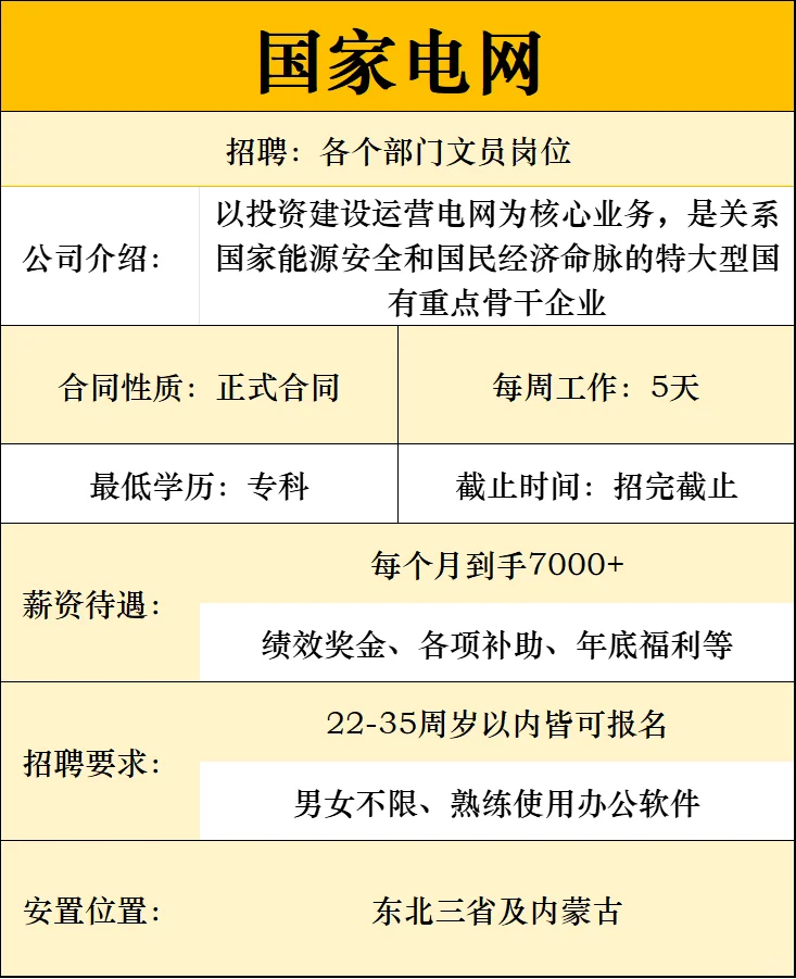 国家电网 正式合同 周末双休