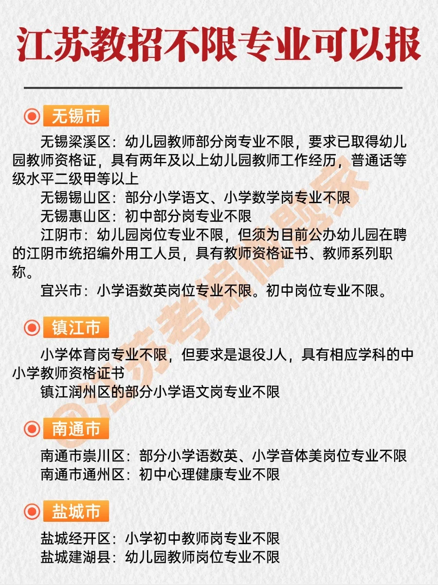 教师编制?原来江苏不限专业的岗位这么多