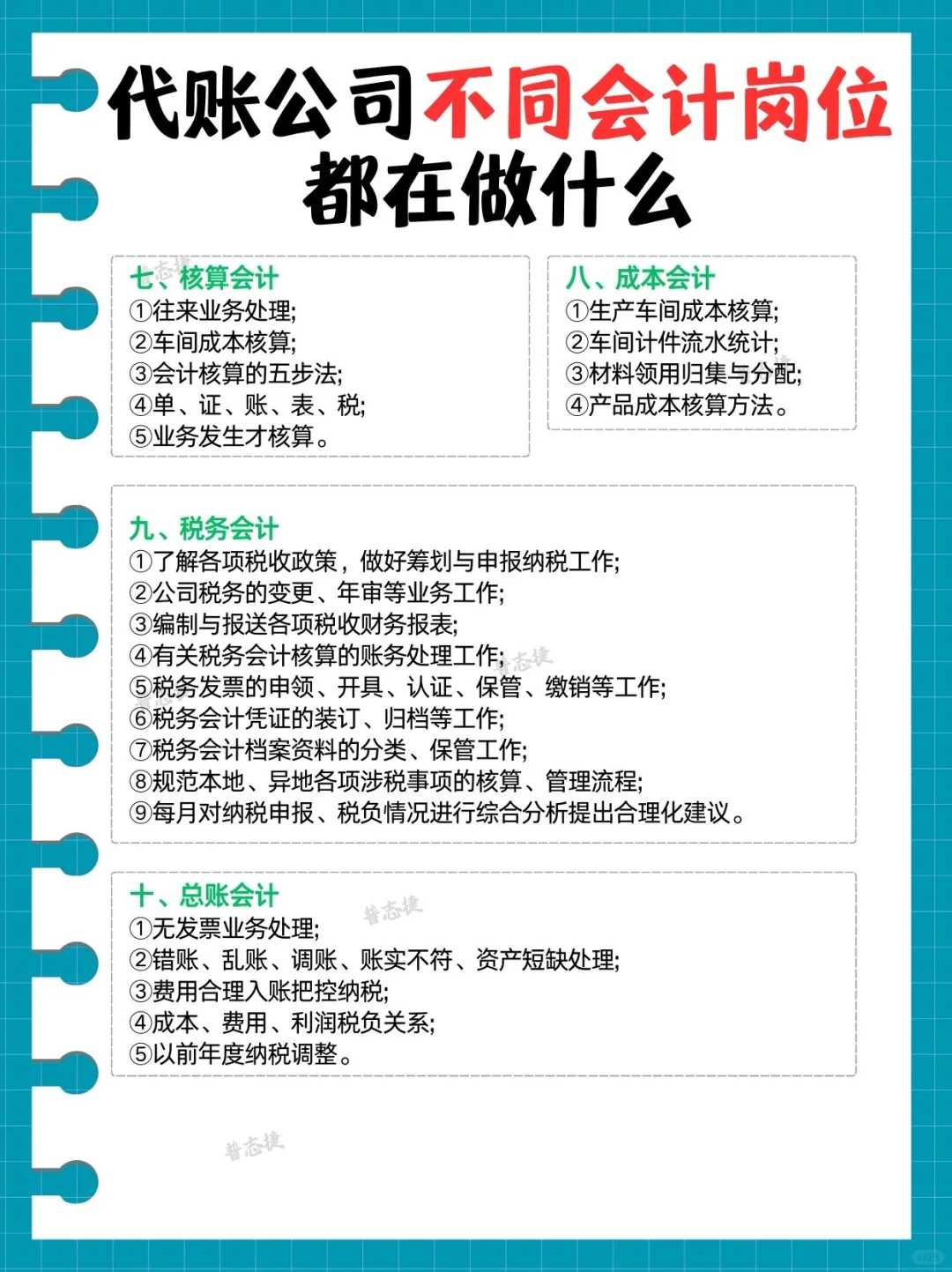 代账公司不同会计岗位都在做什么??