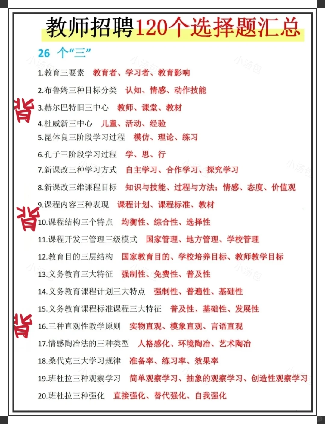 新疆教师招聘笔试，7天背完，保底88分