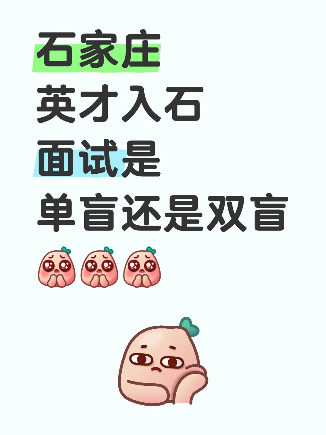石家庄“英才入石”面试单盲or双盲