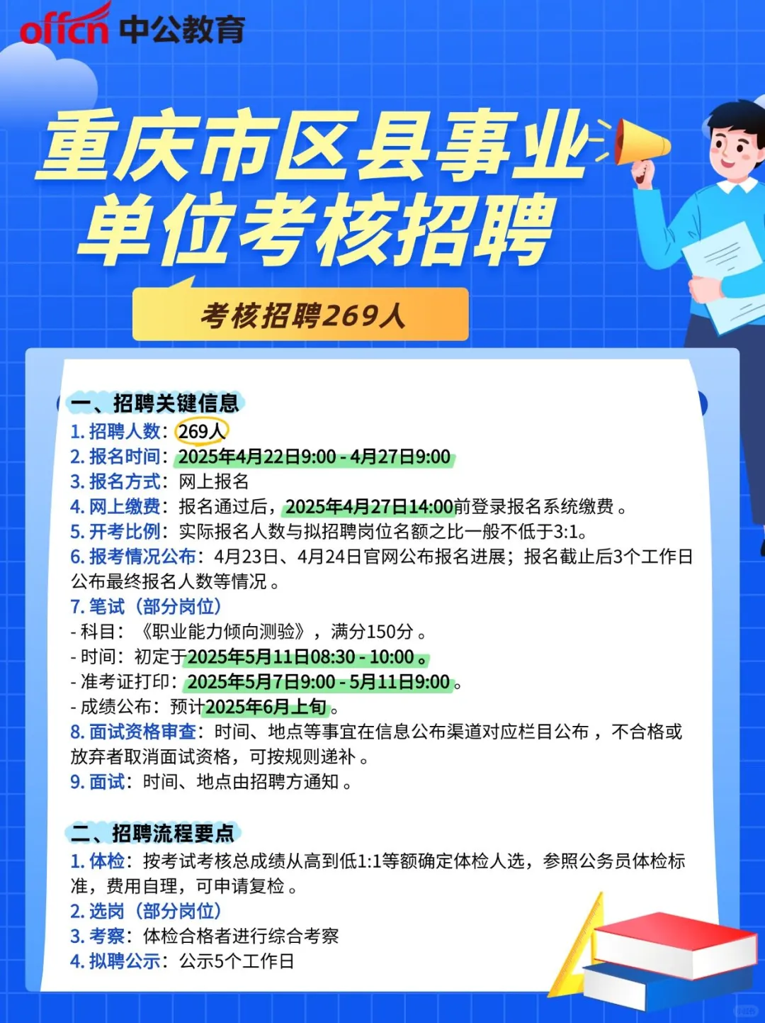 ?重庆市区县事业单位考核招聘269人