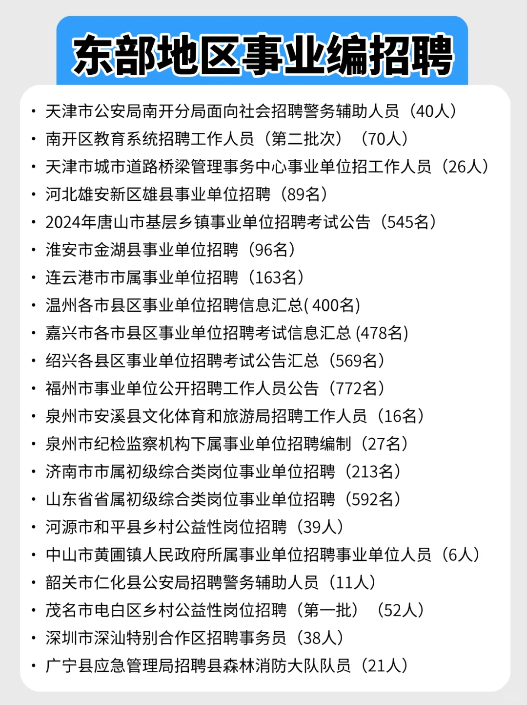 别等了！东部地区事业编大量招人，超多机会
