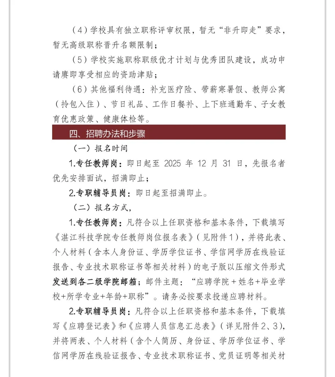 硕士可报｜湛江科技学院2025年招聘优秀人才