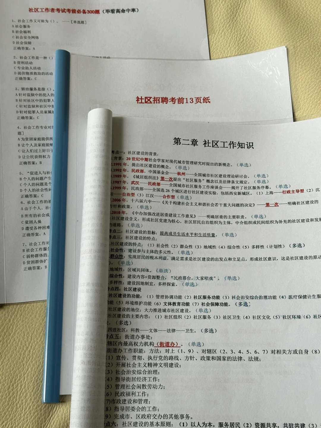 社区工作者必背考点资料，7天背完90+