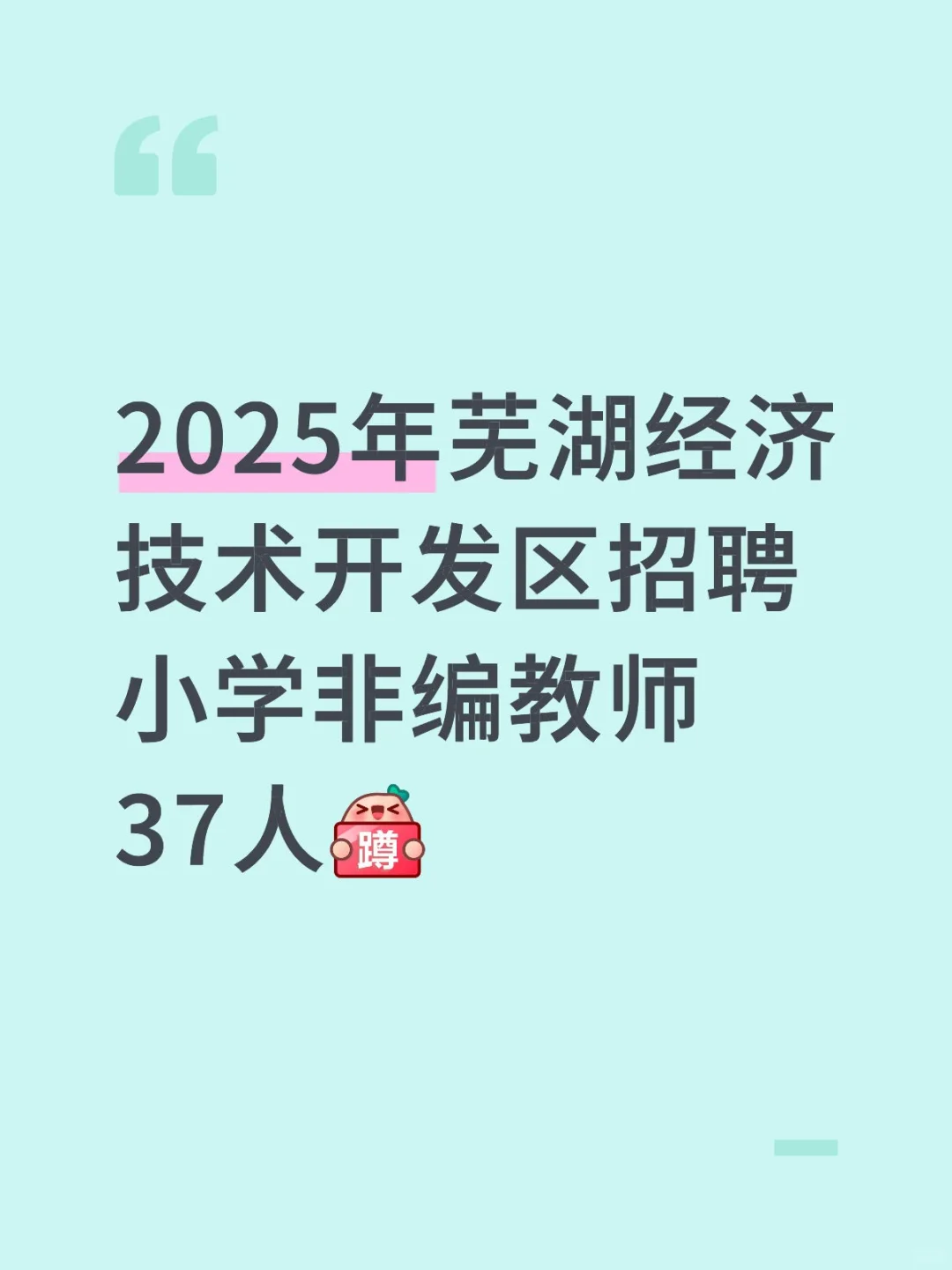 芜湖经开区招非编教师啦